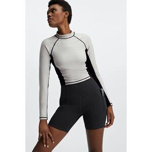 Fabletics Athletic Top Gianna Mock Neck Top In Ash & Black NWT Women's Large